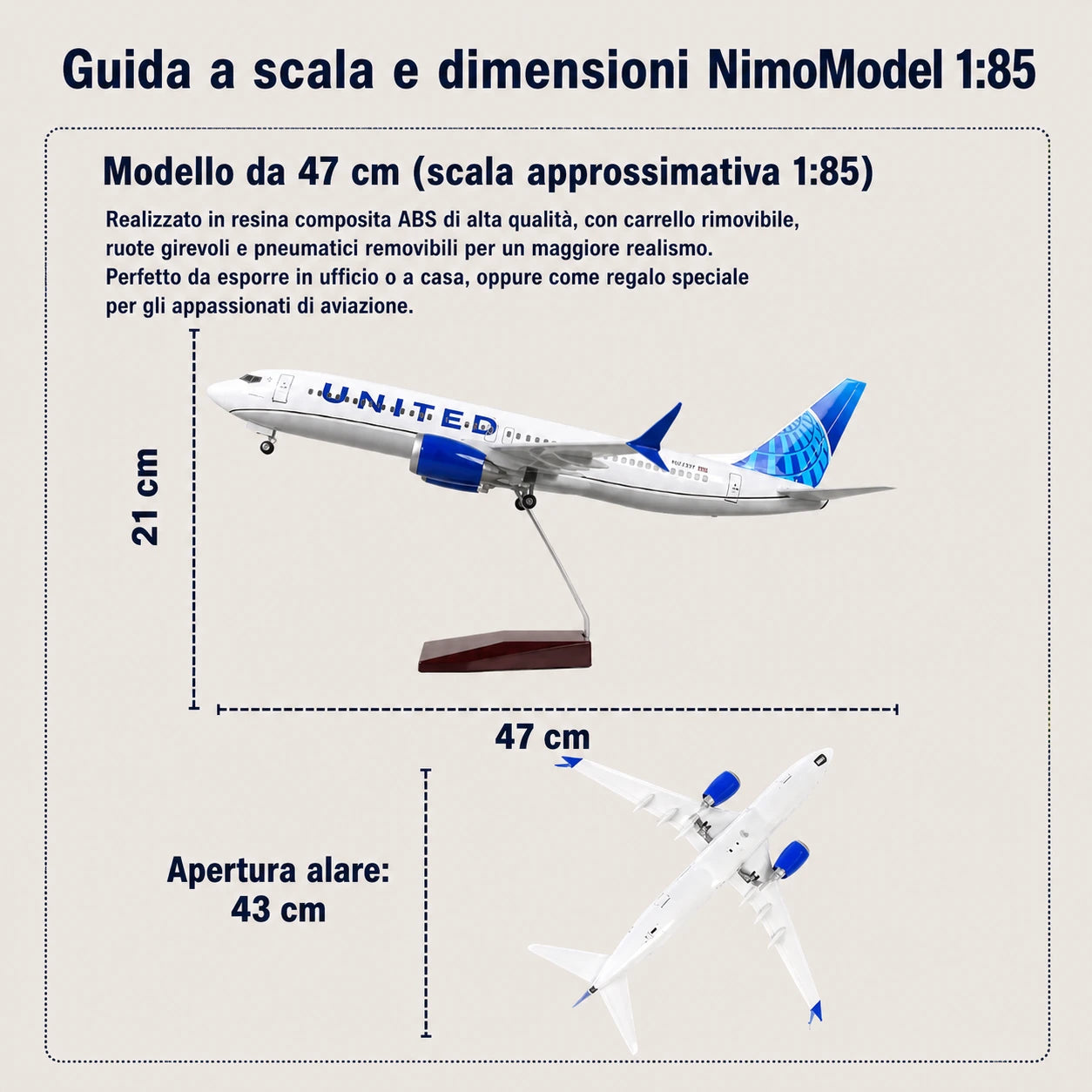 Modellino Boeing 737 United Airlines in scala 1:85