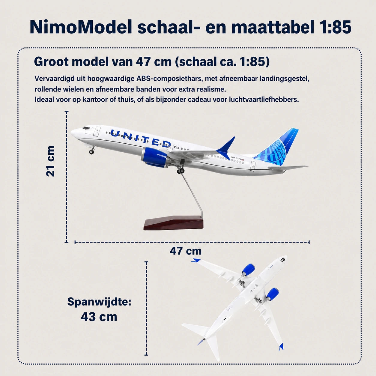 Schaalmodel United Airlines Boeing 737 1:85