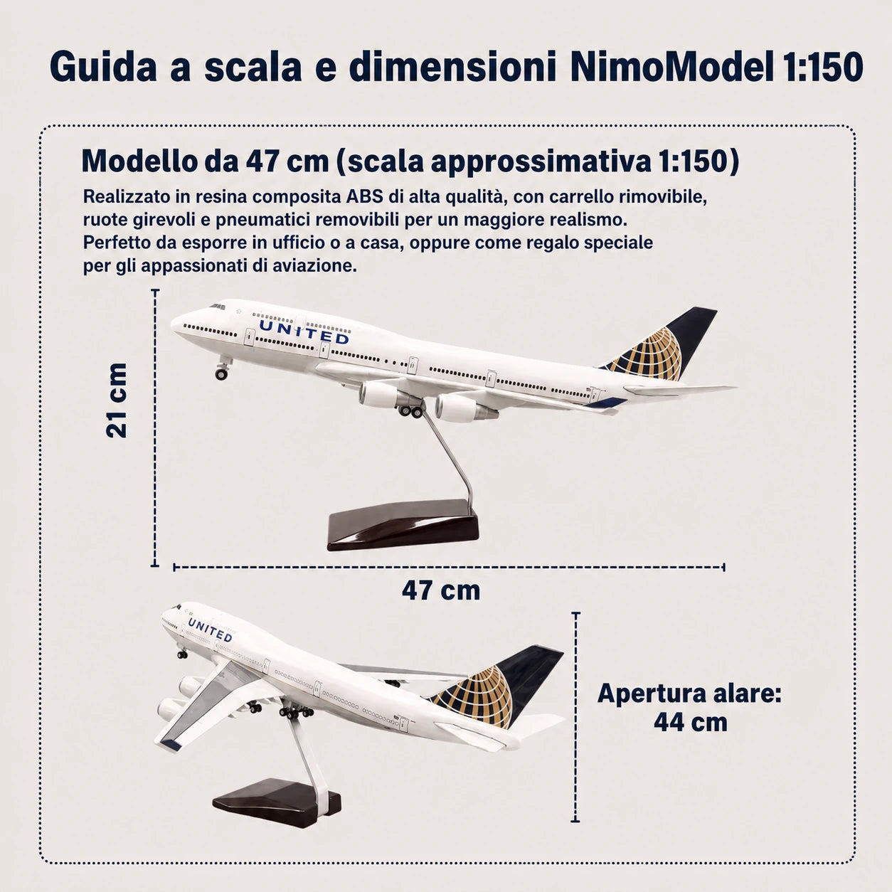 Modellino Boeing 747 United Airlines in scala 1:150