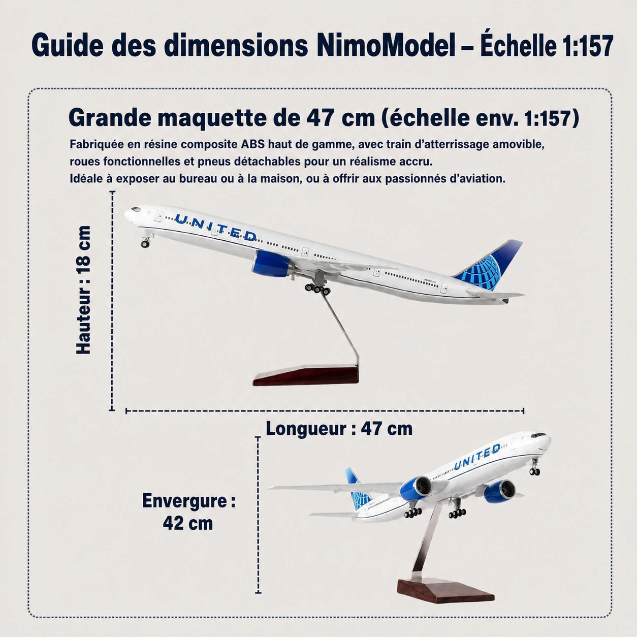Maquette Boeing 777 de United Airlines à l’échelle 1:157