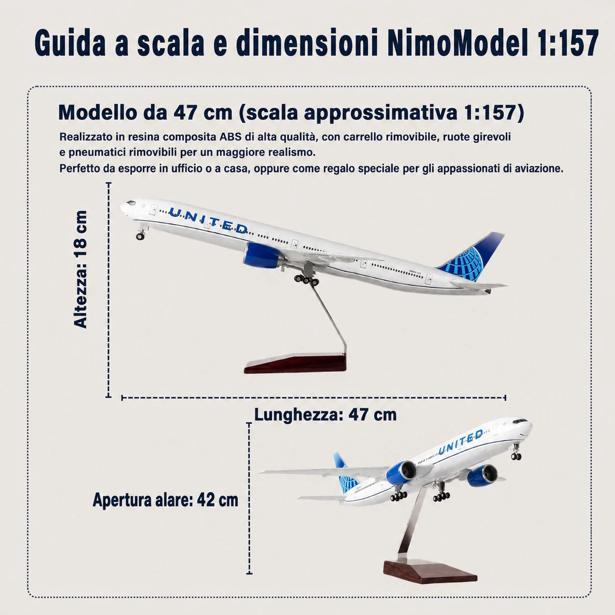 Modellino Boeing 777 United Airlines in scala 1:157
