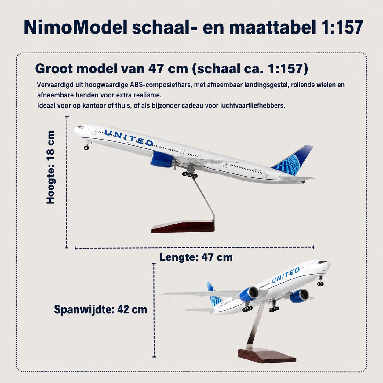 Schaalmodel United Airlines Boeing 777 1:157