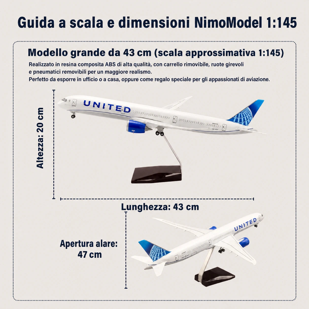 Modellino Boeing 787-10 Dreamliner United Airlines in scala 1:145