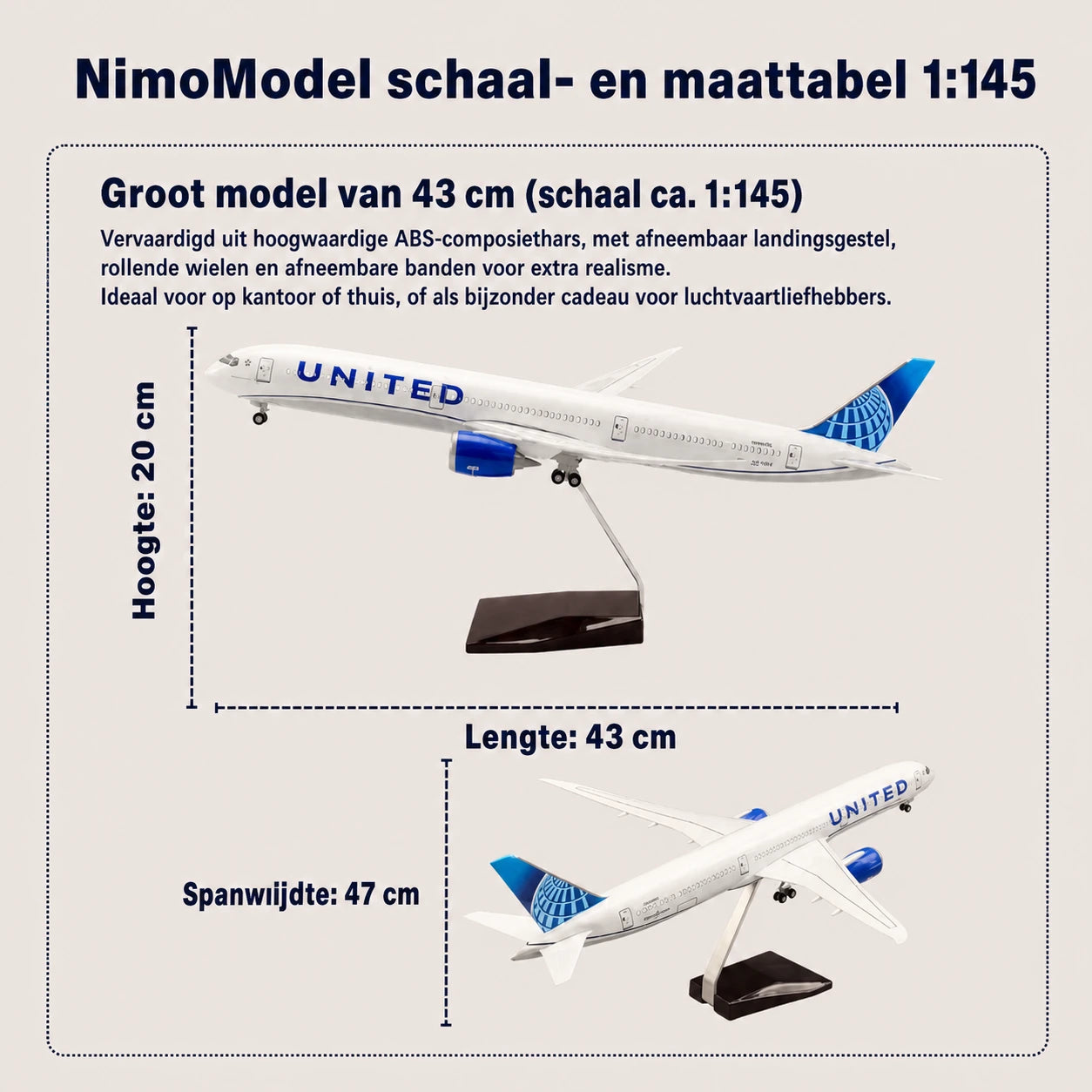 Schaalmodel United Airlines Boeing 787-10 Dreamliner 1:145