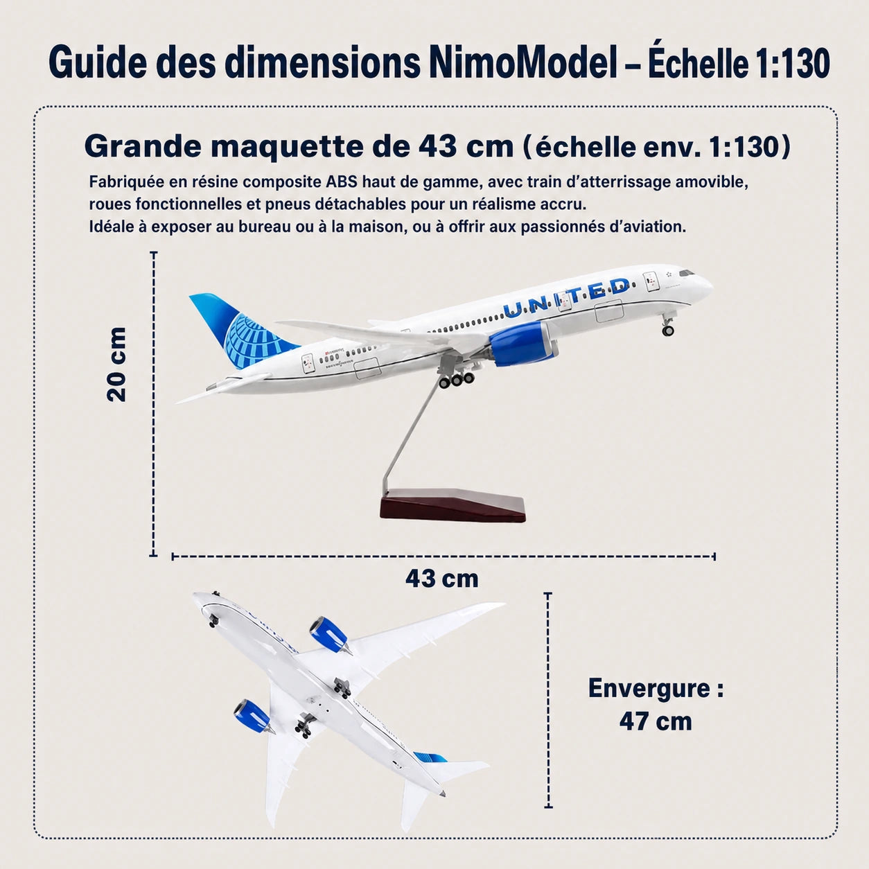 Maquette Boeing 787 Dreamliner de United Airlines à l’échelle 1:130