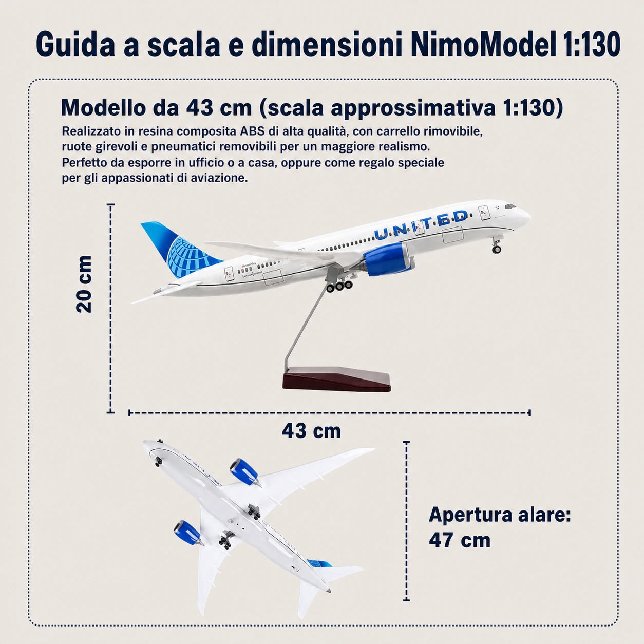 Modellino Boeing 787 Dreamliner United Airlines in scala 1:130