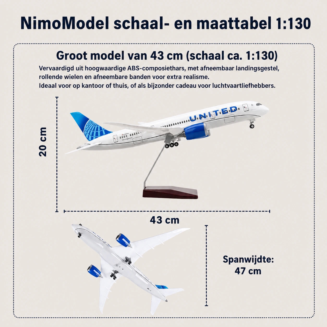 Schaalmodel United Airlines Boeing 787 Dreamliner 1:130