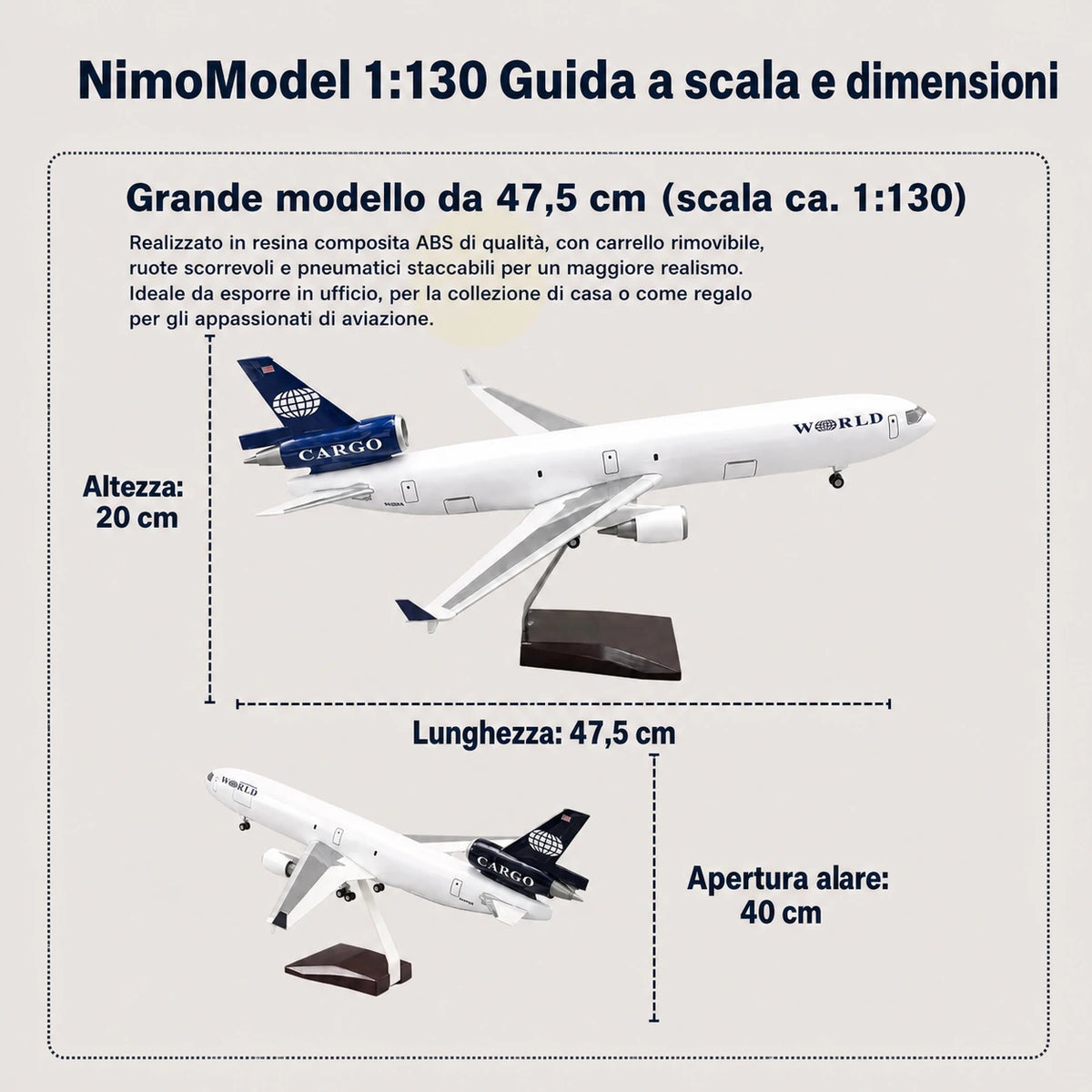 Modello World Airways McDonnell Douglas MD-11 in scala 1:130