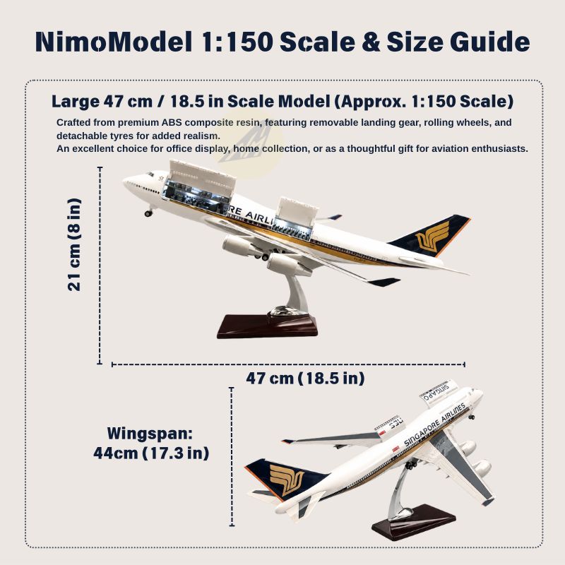 Schaalmodel Singapore Airlines Boeing 747 – klassieke kleurstelling 1:150