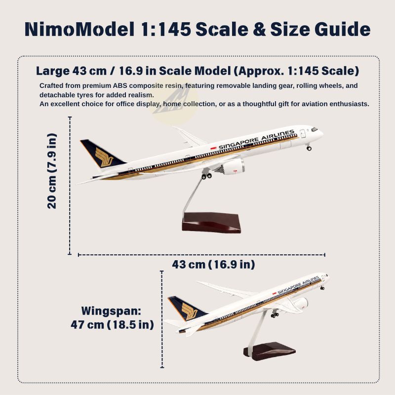 Model Singapore Airlines Boeing 787-10 Dreamliner v měřítku 1:145