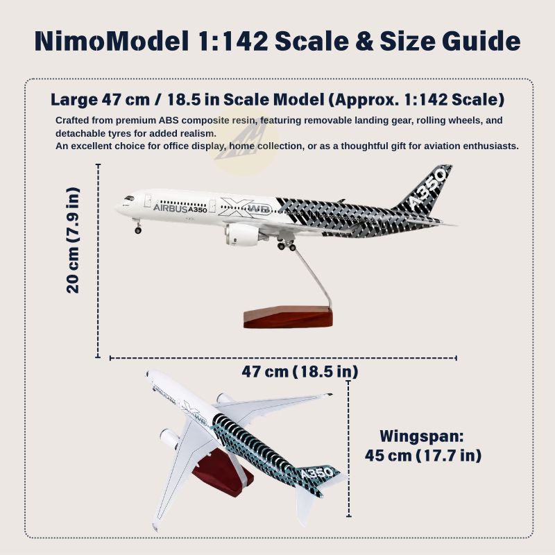 Model Prototaip Airbus A350 XWB – livery gentian karbon Skala 1:142
